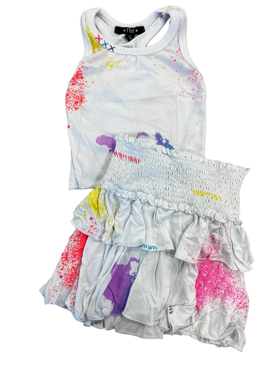 Flowers by Zoe Girls Paint Splatter Skirt Set FINAL SALE LilSwimmas