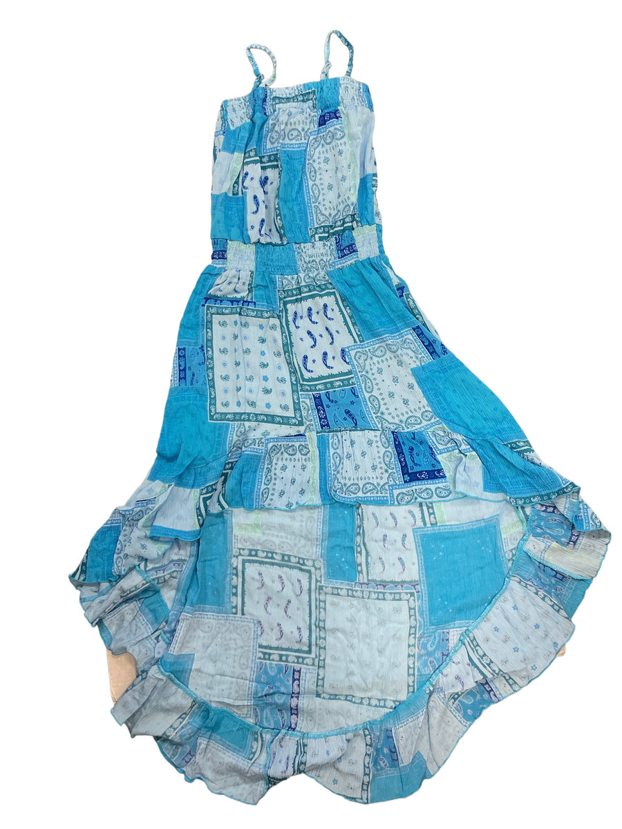 Flowers By Zoe Girls Blue Bandana Patch Hi Lo Dress LilSwimmas