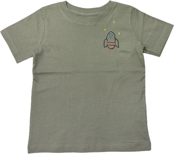 Sweet Olive Street Boys Grey Rocketship Embroidered T Shirt – LilSwimmas