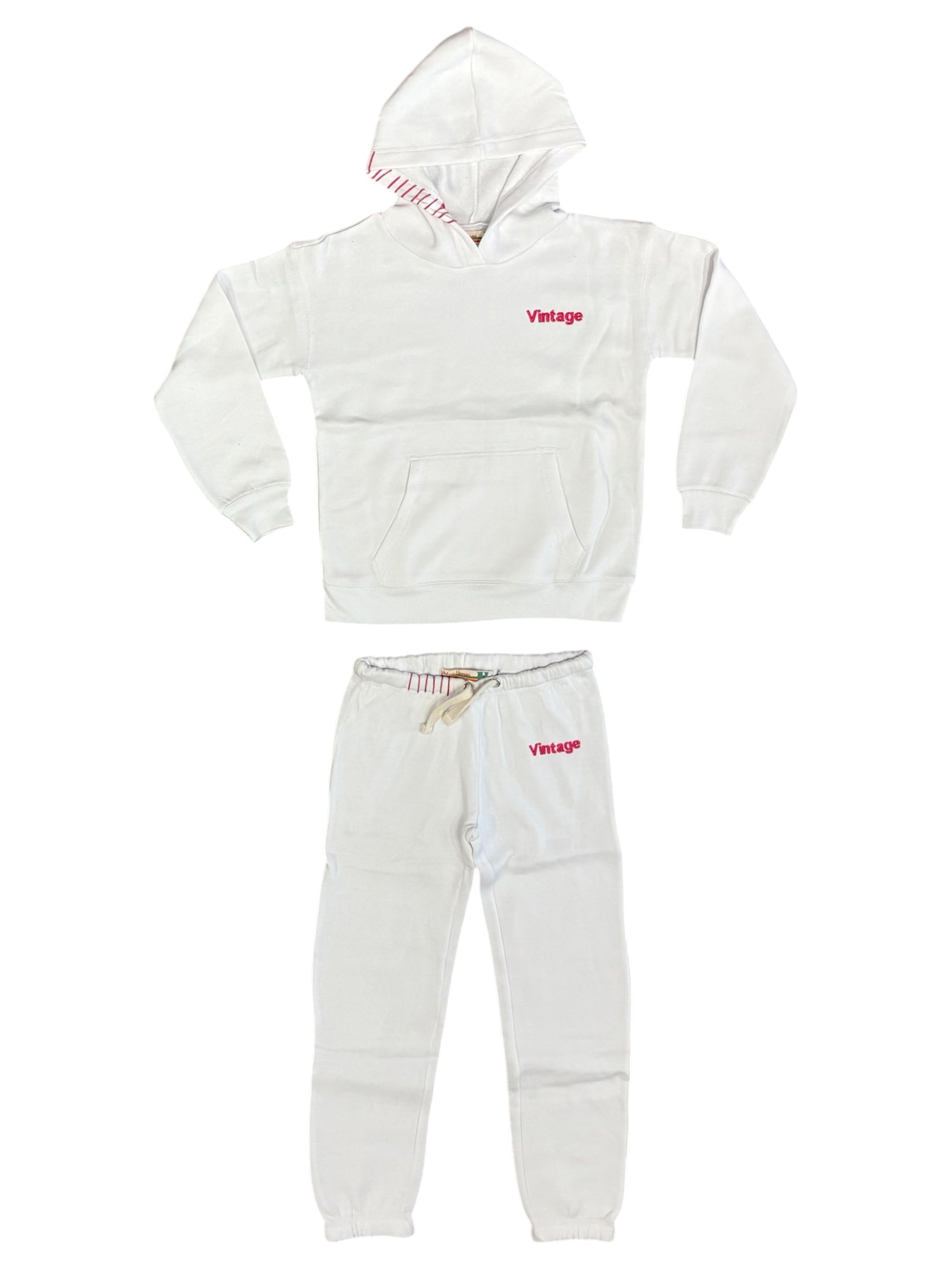 Vintage Havana Girls White Vintage Stitch Hoodie and Jogger Vintage Havana Girls White Vintage Stitch Hoodie and Jogger